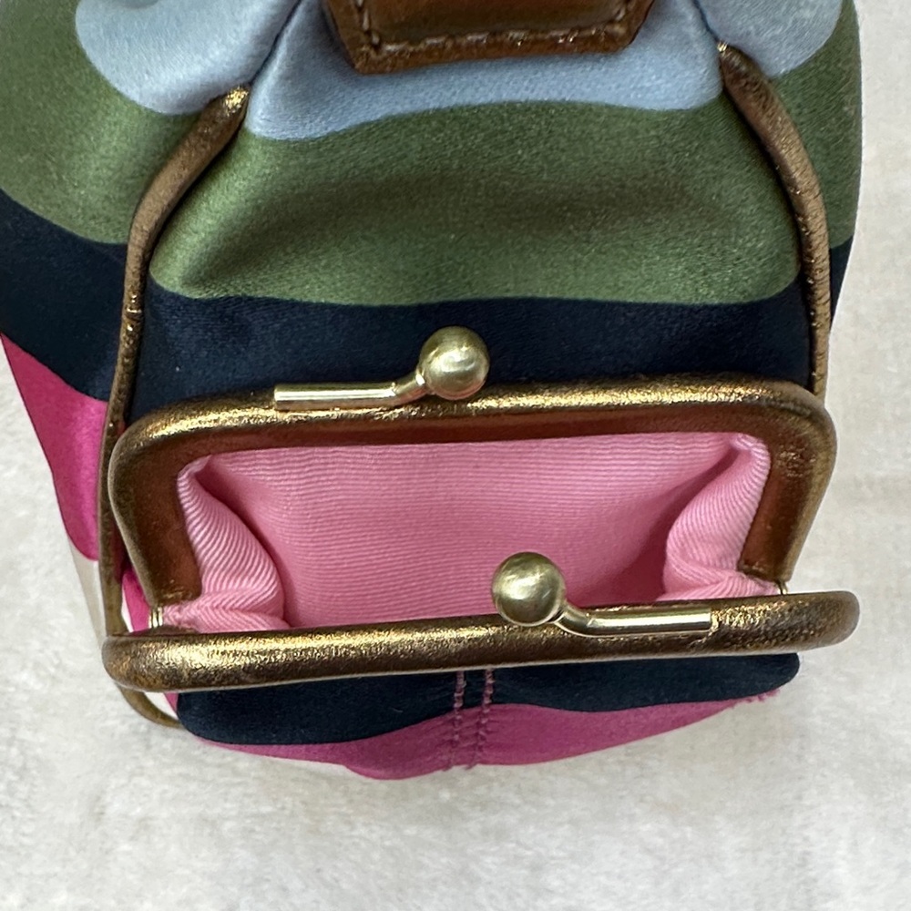 Coach Legacy Stripe Kiss Lock Pocket Zipper Hobo Handbag (RARE) (Mini Size) - Picture 15 of 15